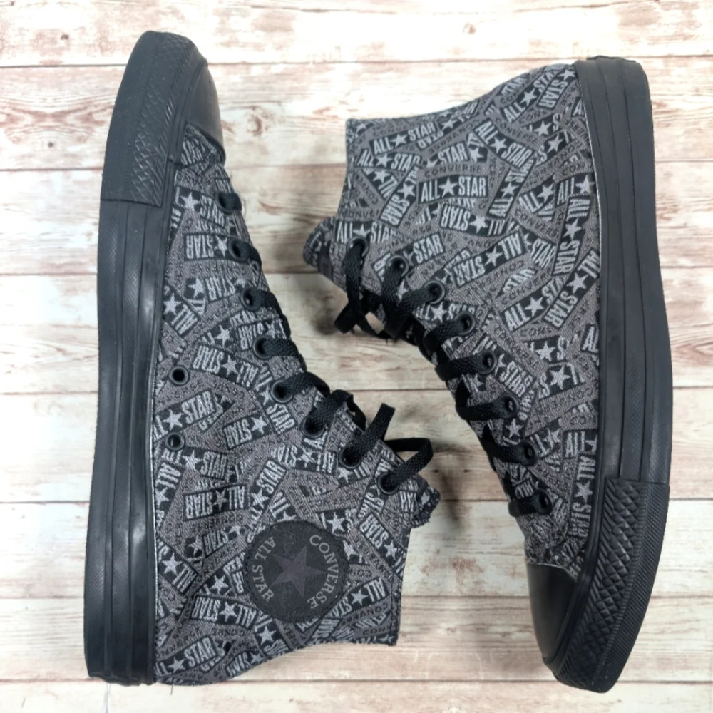 Converse Logo Play Black Mason High Top Sneakers Chuck Shoes Black Silver Men 9 - Picture 7 of 16